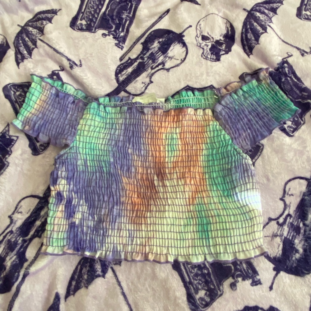 Urban Renewal Remnants Smocked Tie-Dye Top
